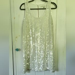 LC Lauren Conrad Chiffon Sequin Overlay Tank Shift Dress